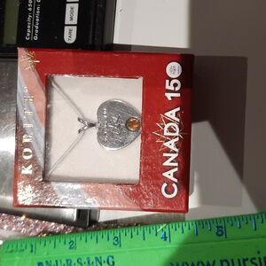 Official CANADA 150 ANNIVERSARY Genuine AMMOLITE Heart Charm "KORITE" 🎁
